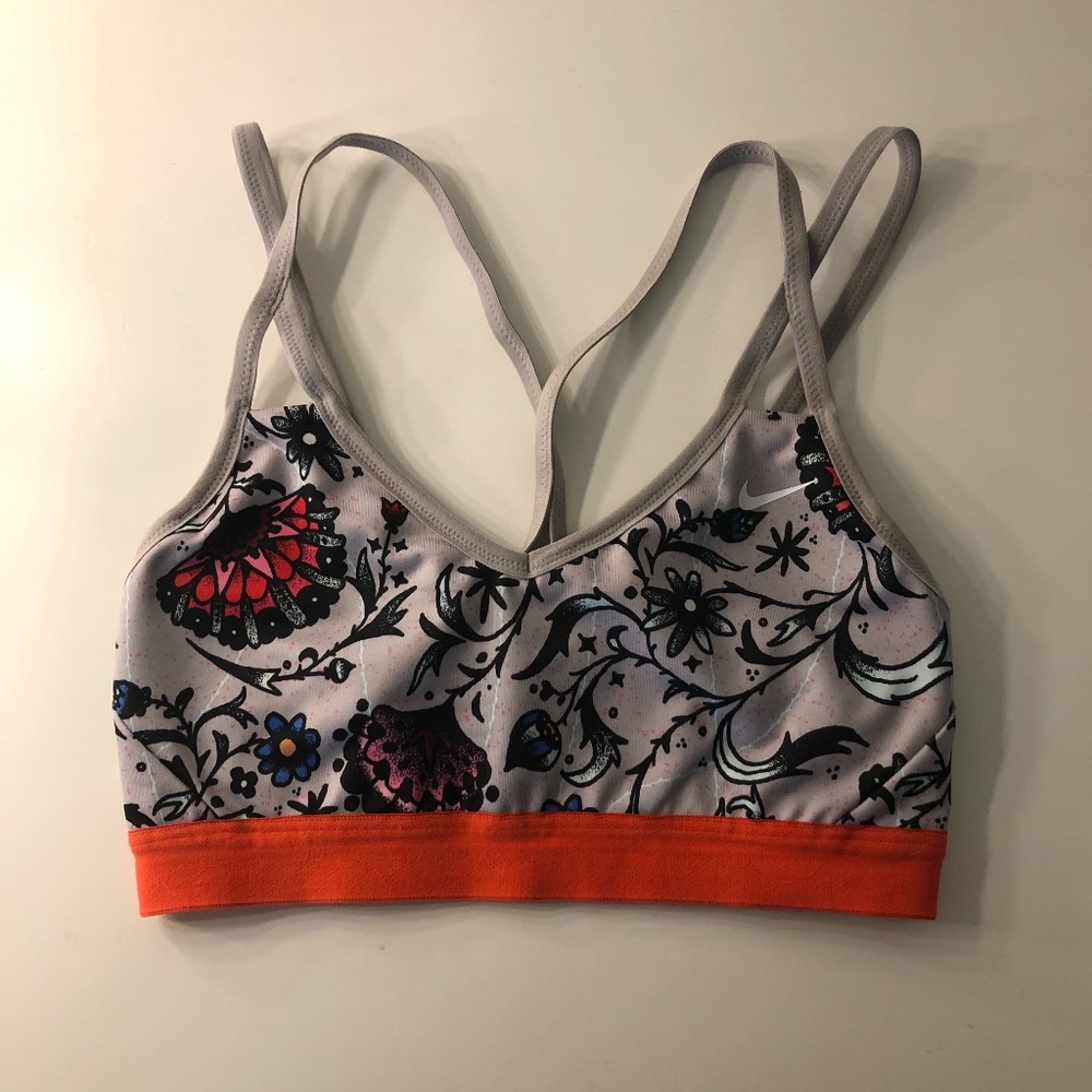 Nike Grey and Floral Sports Bra